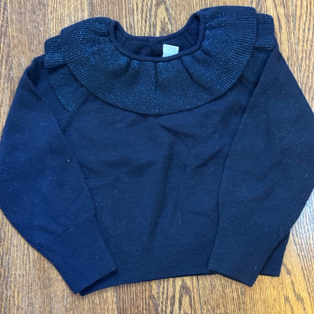 Jacadi Paris Girl’s navy sweater with sparkle collar